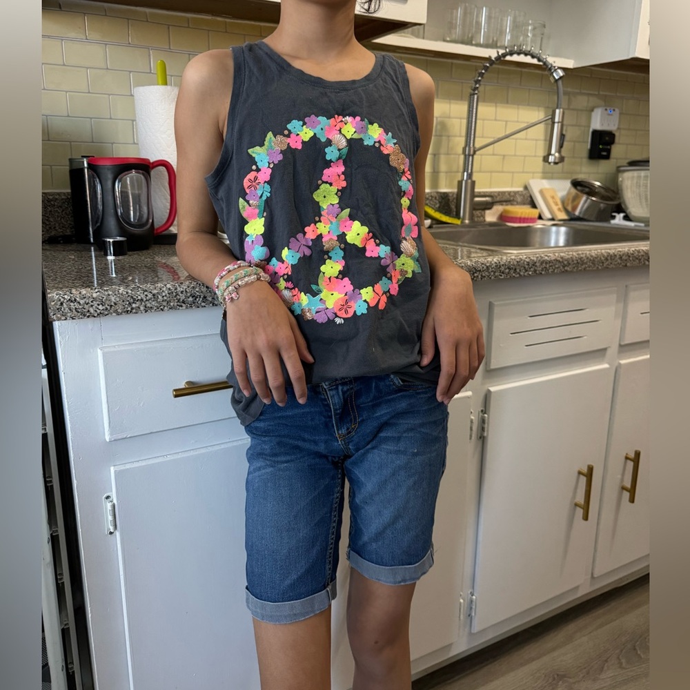Total Girl Shorts and Peace Sign Tank